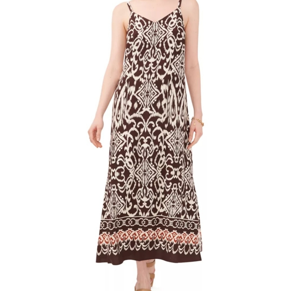 MSK Lightweight Brown And Ivory Patterned Maxi Dress